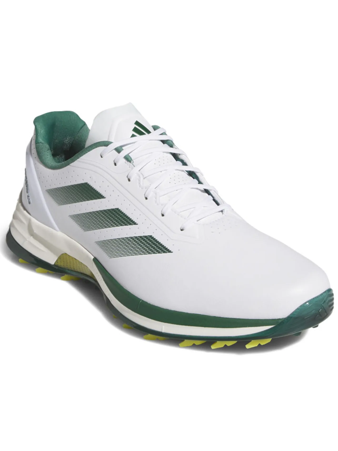 Adidas Adizero ZG Spikeless Golf Shoes - Ftwr White/Collegiate Green/Yellow