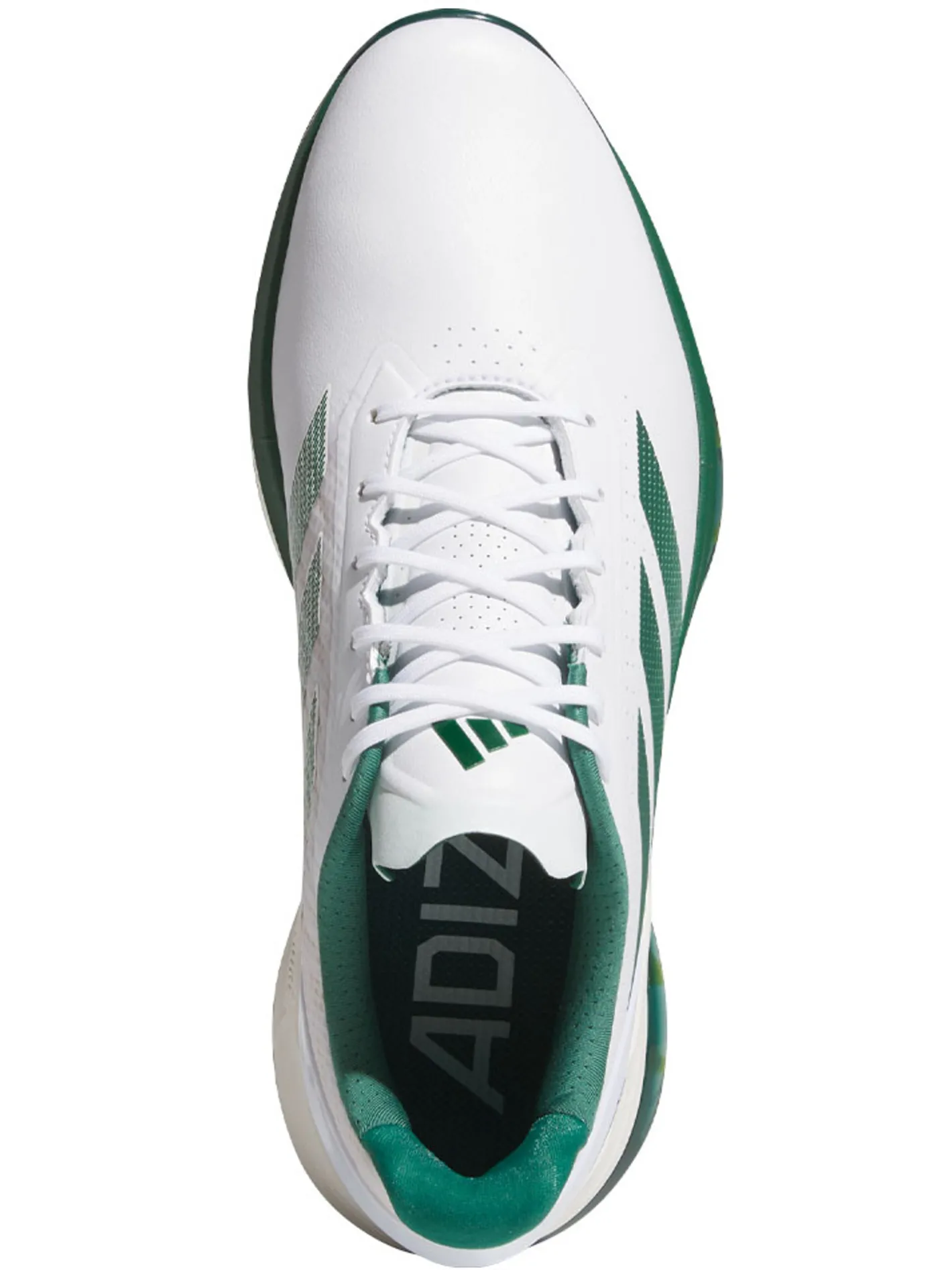 Adidas Adizero ZG Spikeless Golf Shoes - Ftwr White/Collegiate Green/Yellow