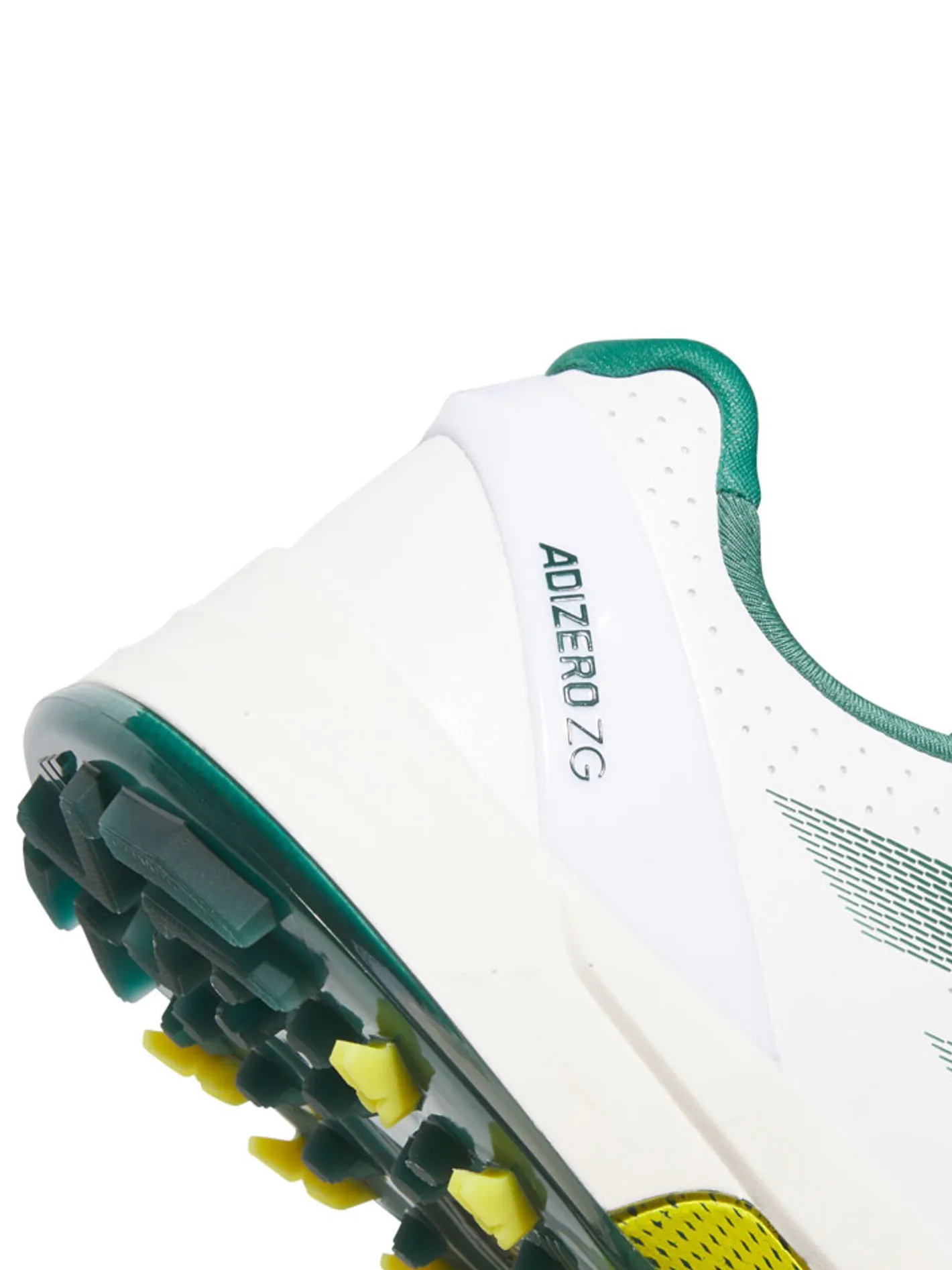 Adidas Adizero ZG Spikeless Golf Shoes - Ftwr White/Collegiate Green/Yellow