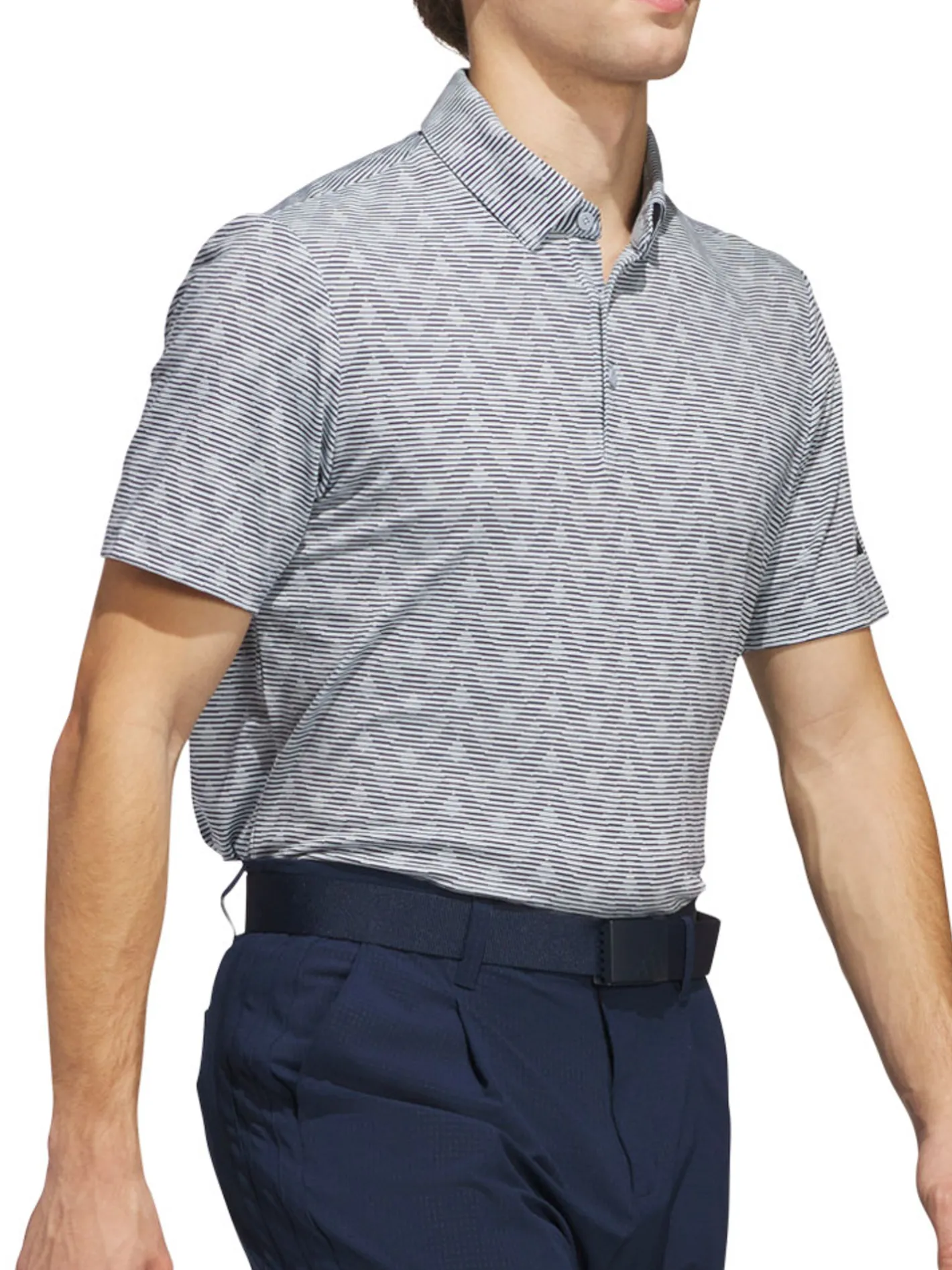 Adidas Go-To Printed Stripe Polo Shirt - Wonder Blue/Collegiate Navy