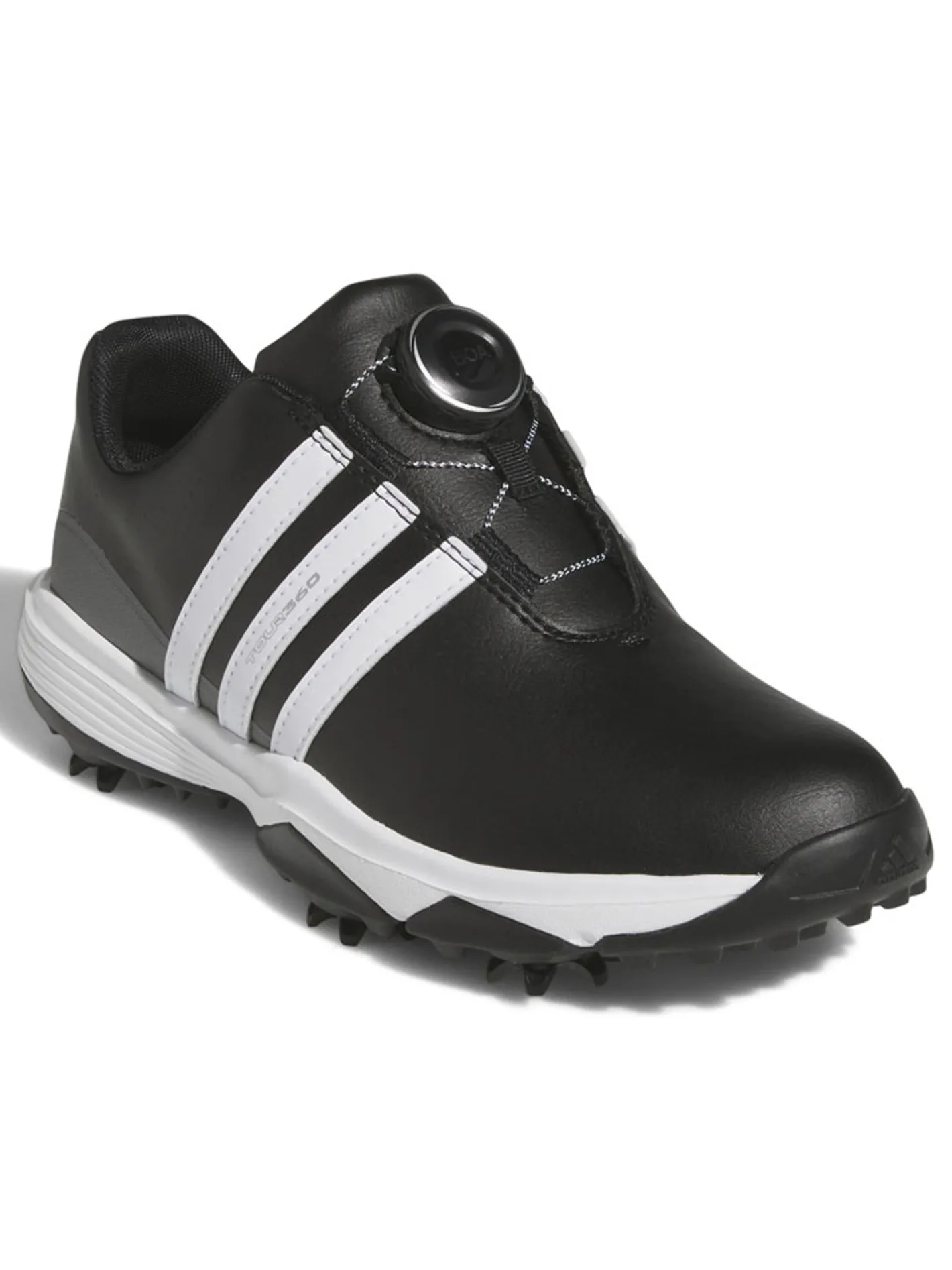 Adidas Juniors Tour360 24 BOA Golf Shoes - Core Black/Ftwr White/Iron Met.