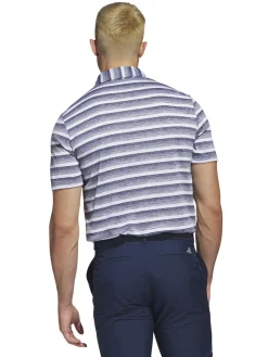 Adidas Two-Colour Striped Polo Shirt - Collegiate Navy/White
