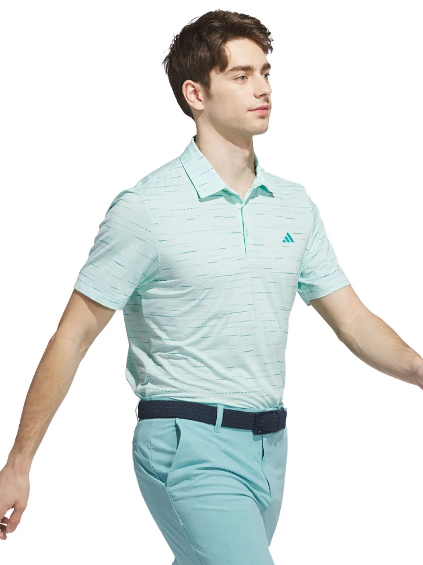 Adidas Ultimate365 Mesh Glimmer Print Polo Shirt - Semi Flash Aqua
