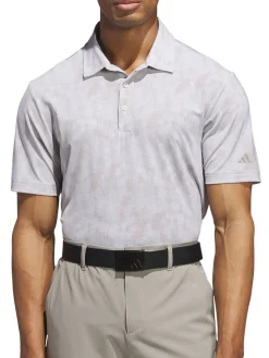 Adidas Ultimate365 Textured Print Polo Shirt - Alumina/Putty Beige
