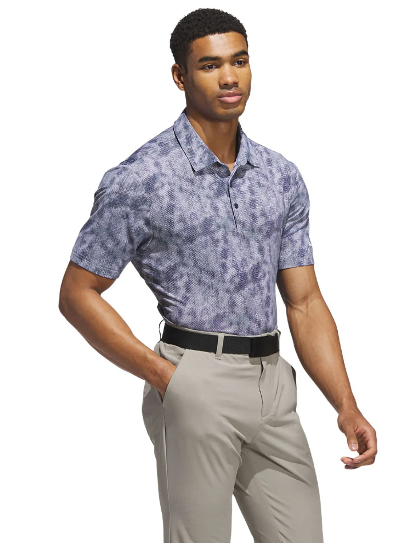 Adidas Ultimate365 Textured Print Polo Shirt - Collegiate Navy/White