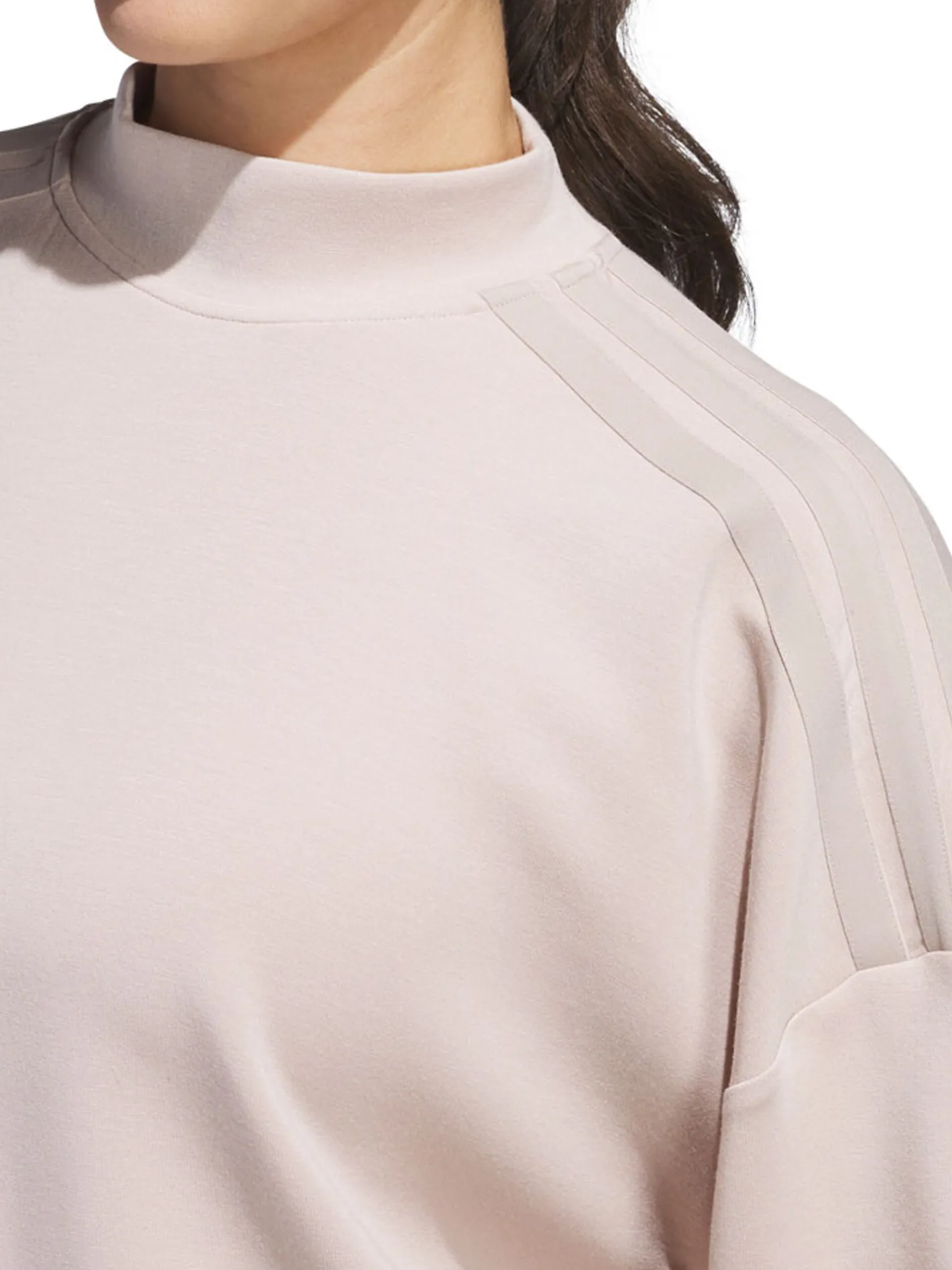 Women Adidas Womens Beyond Spacer Mock Layer Sweatshirt - Wonder Taupe