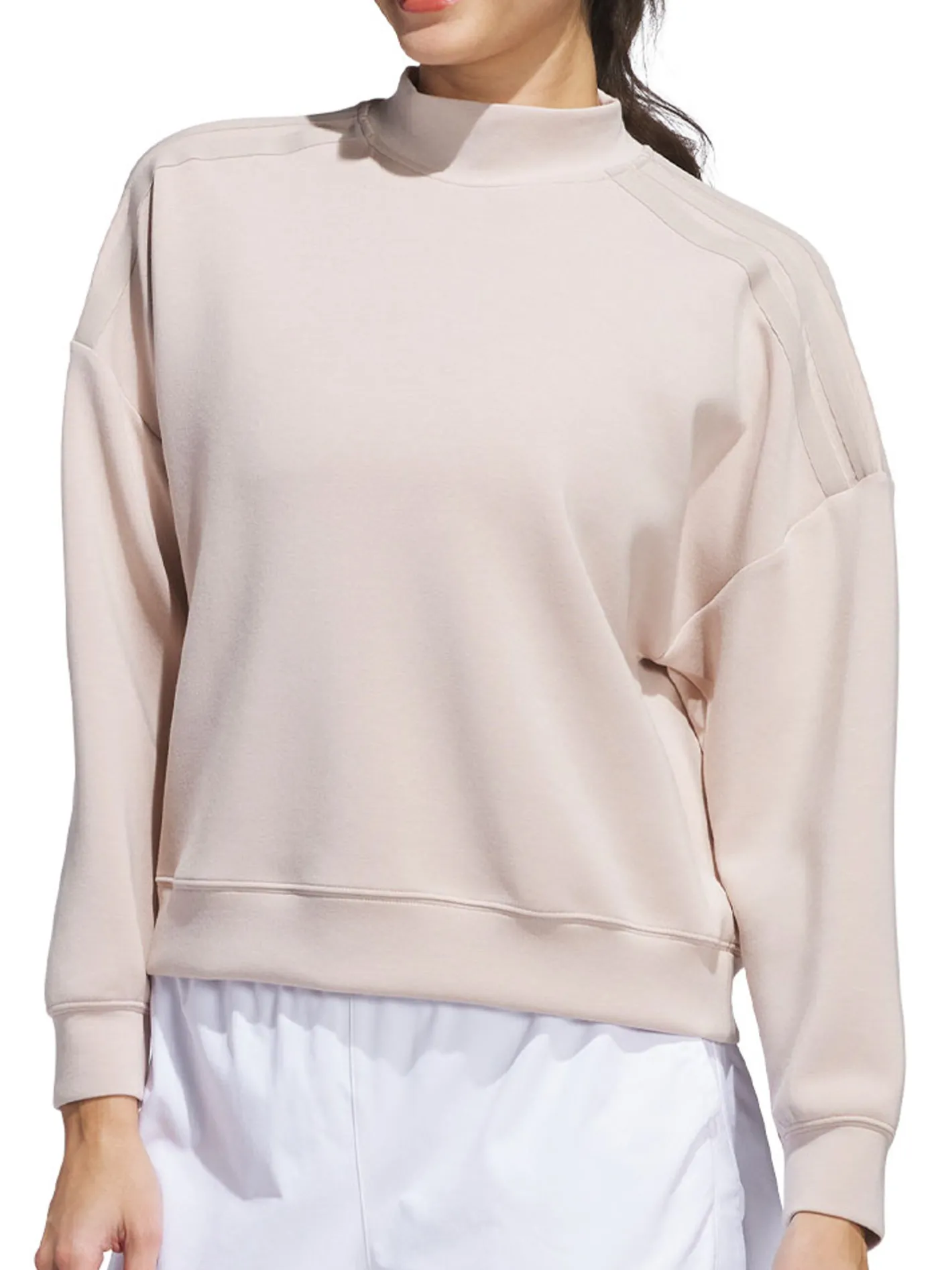Women Adidas Womens Beyond Spacer Mock Layer Sweatshirt - Wonder Taupe