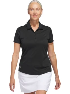 Women Adidas Womens Solid Performance Short Sleeve Polo Shirt - Black
