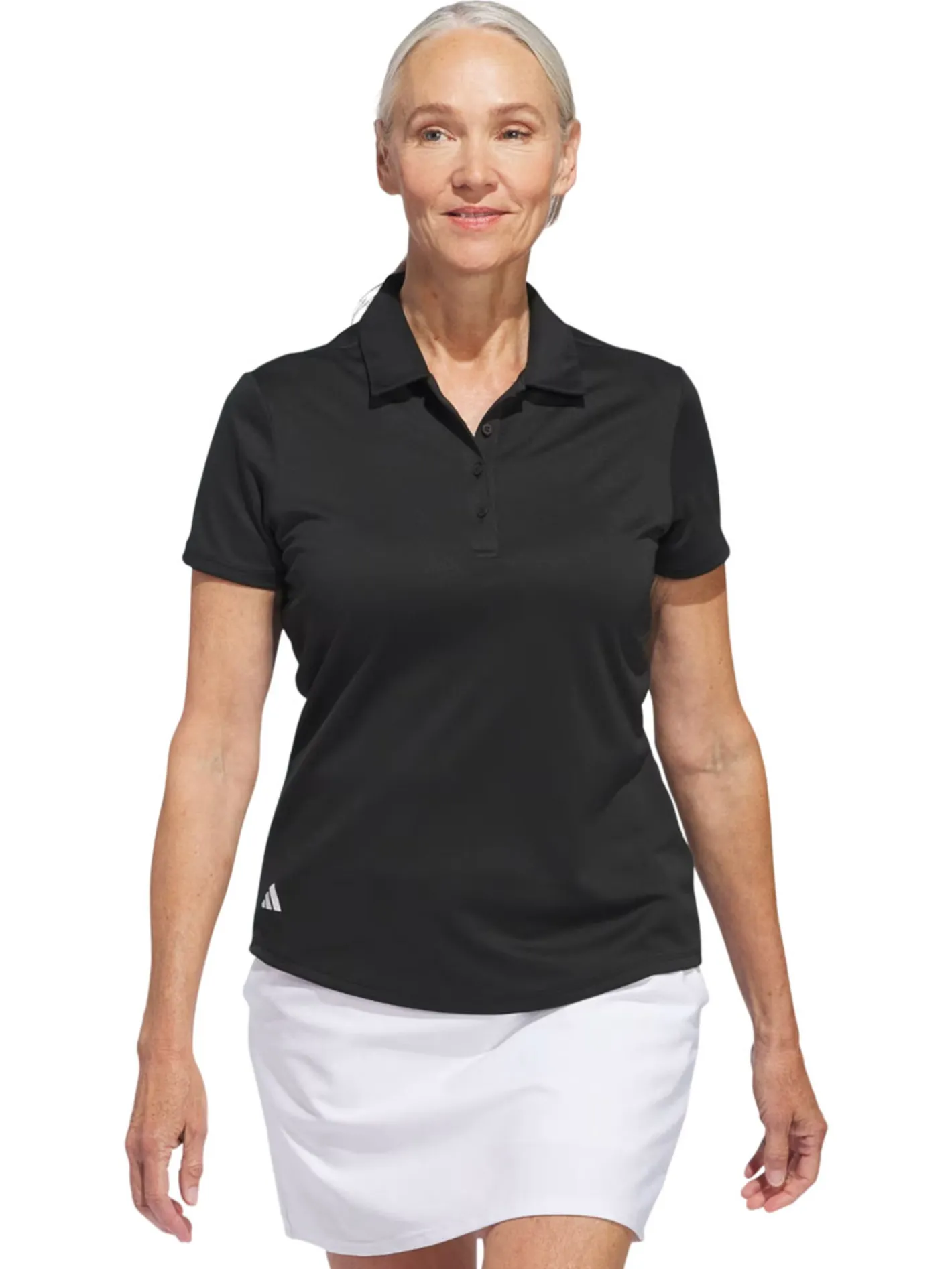 Women Adidas Womens Solid Performance Short Sleeve Polo Shirt - Black