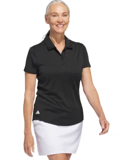 Women Adidas Womens Solid Performance Short Sleeve Polo Shirt - Black