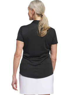 Women Adidas Womens Solid Performance Short Sleeve Polo Shirt - Black