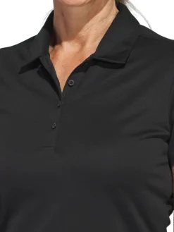 Women Adidas Womens Solid Performance Short Sleeve Polo Shirt - Black