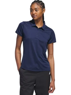 Women Adidas Womens Solid Performance Short Sleeve Polo Shirt - Collegiate Navy