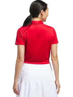 Women Adidas Womens Solid Performance Short Sleeve Polo Shirt - Collegiate Red