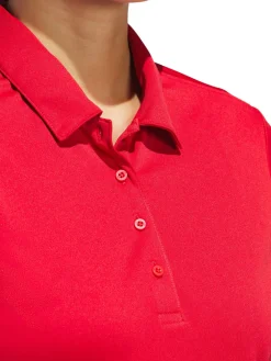 Women Adidas Womens Solid Performance Short Sleeve Polo Shirt - Collegiate Red