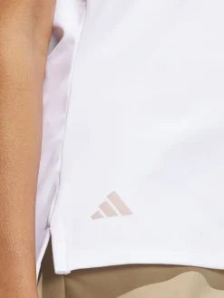 Women Adidas Womens Ultimate365 Gingham Short Sleeve Polo Shirt - White