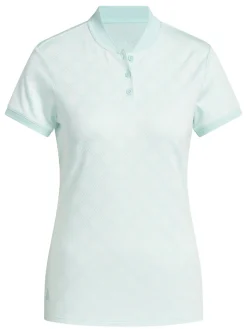 Women Adidas Womens Ultimate365 Jacquard Short Sleeve Polo Shirt - Semi Flash Aqua