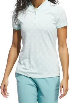 Women Adidas Womens Ultimate365 Jacquard Short Sleeve Polo Shirt - Semi Flash Aqua