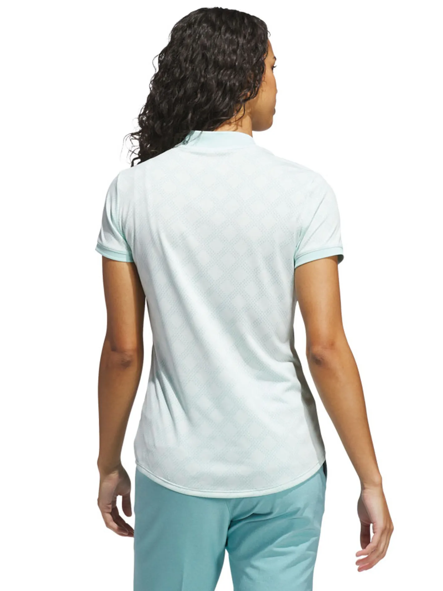 Women Adidas Womens Ultimate365 Jacquard Short Sleeve Polo Shirt - Semi Flash Aqua