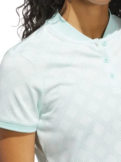 Women Adidas Womens Ultimate365 Jacquard Short Sleeve Polo Shirt - Semi Flash Aqua