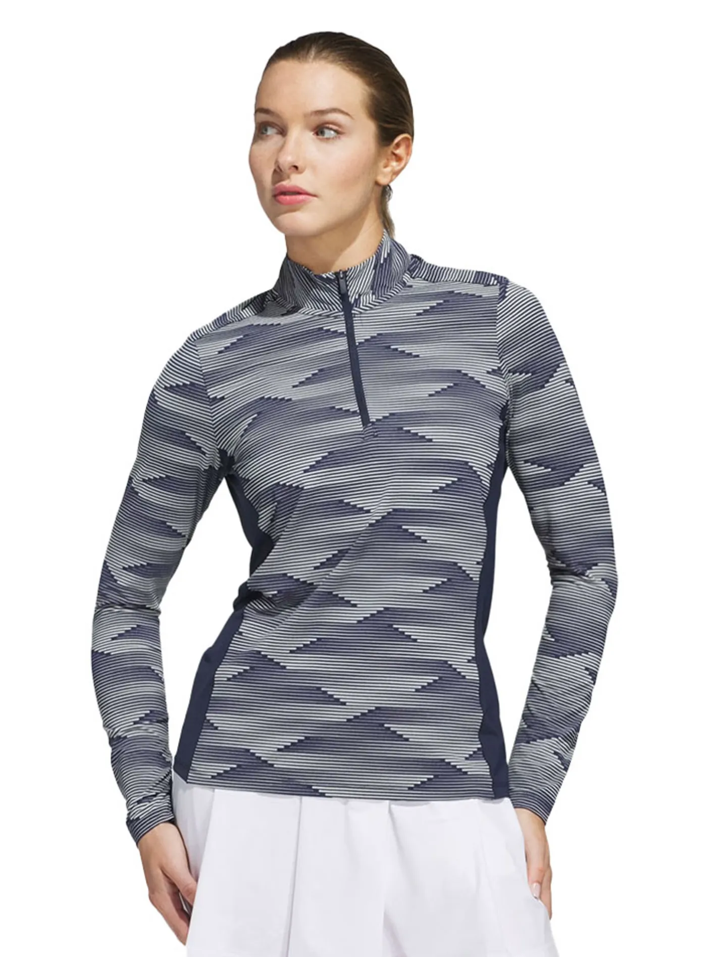 Women Adidas Womens Ultimate365 Printed Quarter-Zip Mock - Collegiate Navy