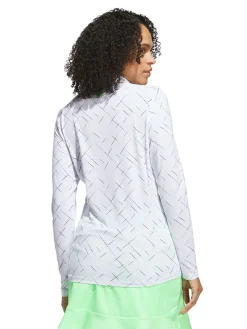 Women Adidas Womens Ultimate365 Printed Quarter-Zip Mock Neck Top - White
