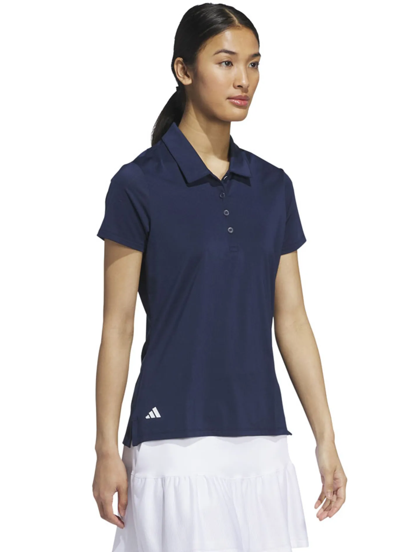 Women Adidas Womens Ultimate365 Solid Short Sleeve Polo Shirt - Collegiate Navy
