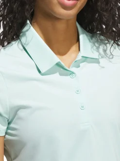 Women Adidas Womens Ultimate365 Solid Short Sleeve Polo Shirt - Semi Flash Aqua