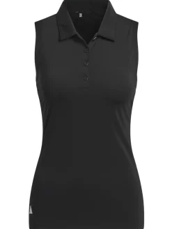 Women Adidas Womens Ultimate365 Solid Sleeveless Polo Shirt - Black