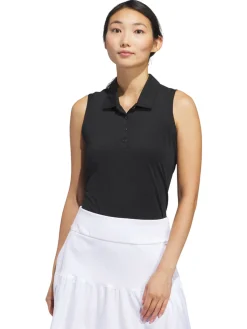 Women Adidas Womens Ultimate365 Solid Sleeveless Polo Shirt - Black