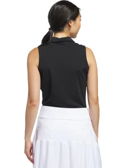 Women Adidas Womens Ultimate365 Solid Sleeveless Polo Shirt - Black