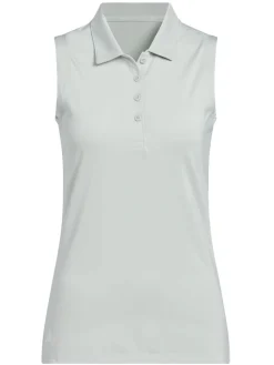 Women Adidas Womens Ultimate365 Solid Sleeveless Polo Shirt - Wonder Silver