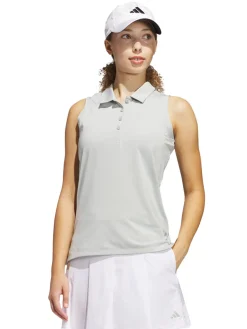 Women Adidas Womens Ultimate365 Solid Sleeveless Polo Shirt - Wonder Silver