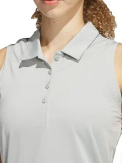 Women Adidas Womens Ultimate365 Solid Sleeveless Polo Shirt - Wonder Silver