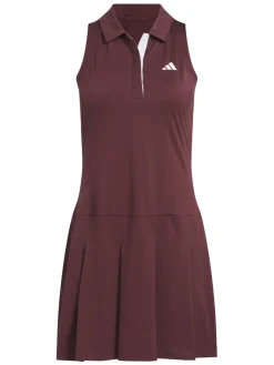Women Adidas Womens Ultimate365 Tour Twistknit Pleated Dress - Aurora Ruby