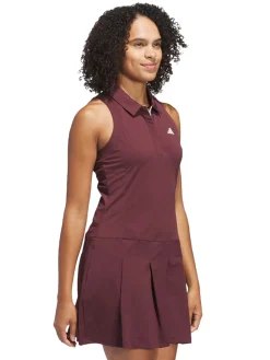 Women Adidas Womens Ultimate365 Tour Twistknit Pleated Dress - Aurora Ruby