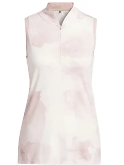 Women Adidas Womens Ultimate365 Tour Sleeveless Polo Shirt - Wonder Taupe