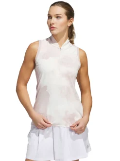 Women Adidas Womens Ultimate365 Tour Sleeveless Polo Shirt - Wonder Taupe