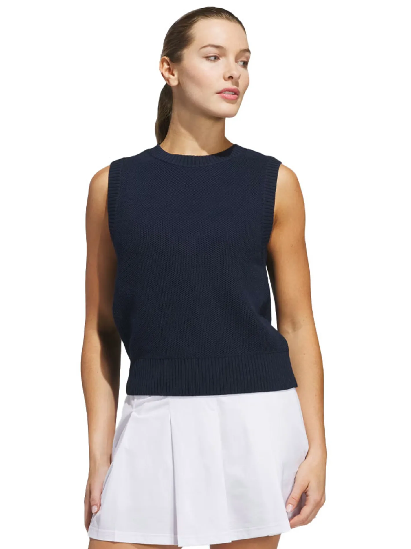 Women Adidas Womens Ultimate365 Tour Knit Vest - Collegiate Navy
