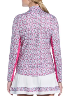 Women Ben Hogan Women's Floral Sun Protection Long Sleeve Top - Fuchsia Purple