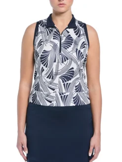Women Ben Hogan Women's Leaf Print Sleeveless Top - Bright White