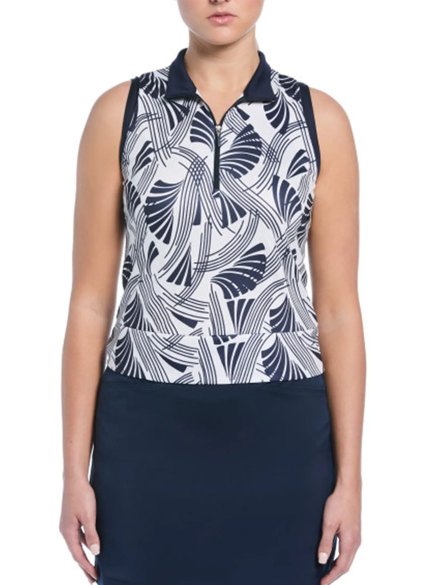 Women Ben Hogan Women's Leaf Print Sleeveless Top - Bright White