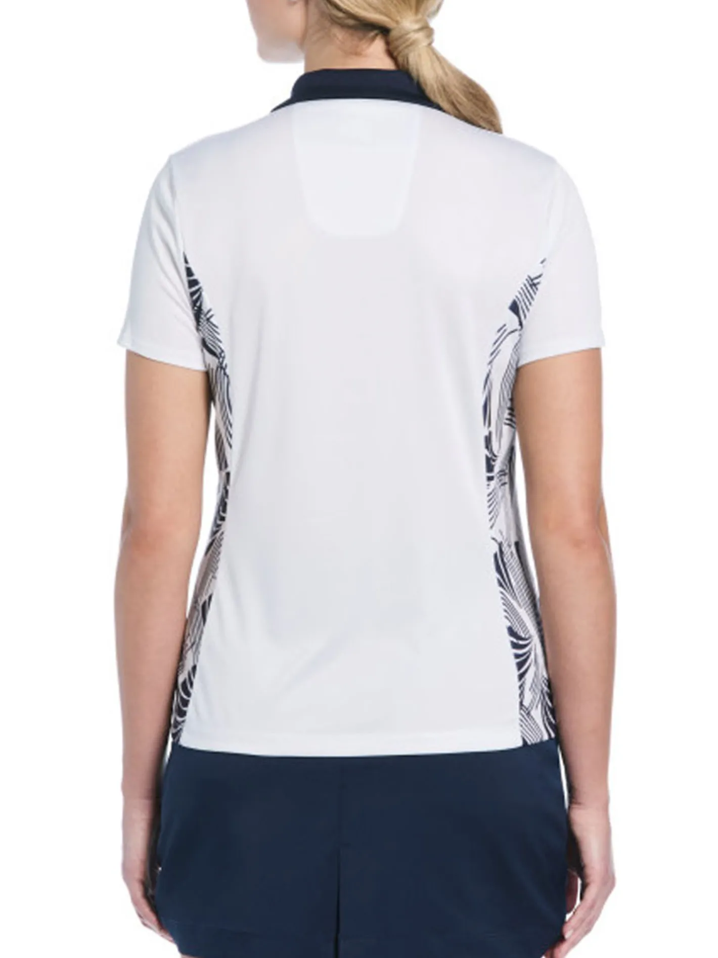 Women Ben Hogan Women's Leaf Print Blocked Polo - Bright White