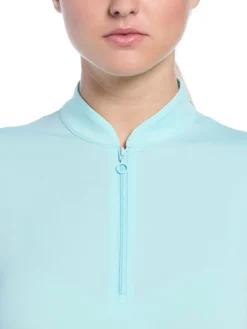 Women Ben Hogan Women's Solid Sun Protection Long Sleeve Top - Waterspout