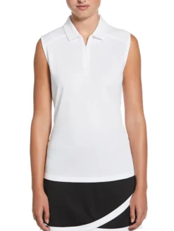 Women Ben Hogan Women's Solid Ventilation Sleeveless Polo - Bright White