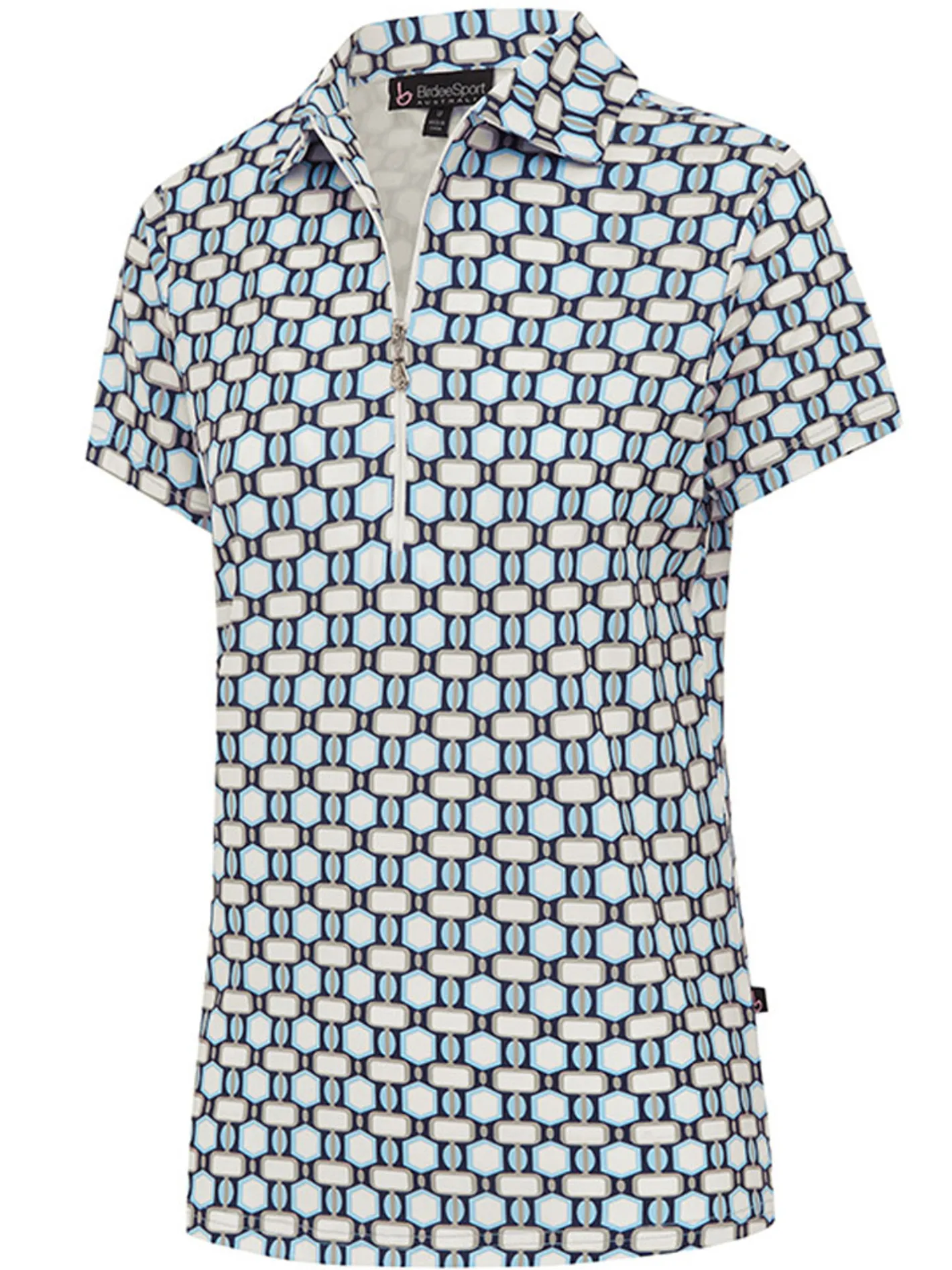 Women Birdee Sport Women's Astra Zipper Short Sleeve Top - White/Crystal