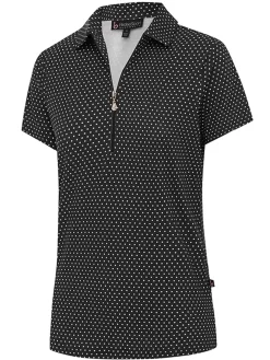 Women Birdee Sport Women's Cosmic Zipper Short Sleeve Top - White/Black