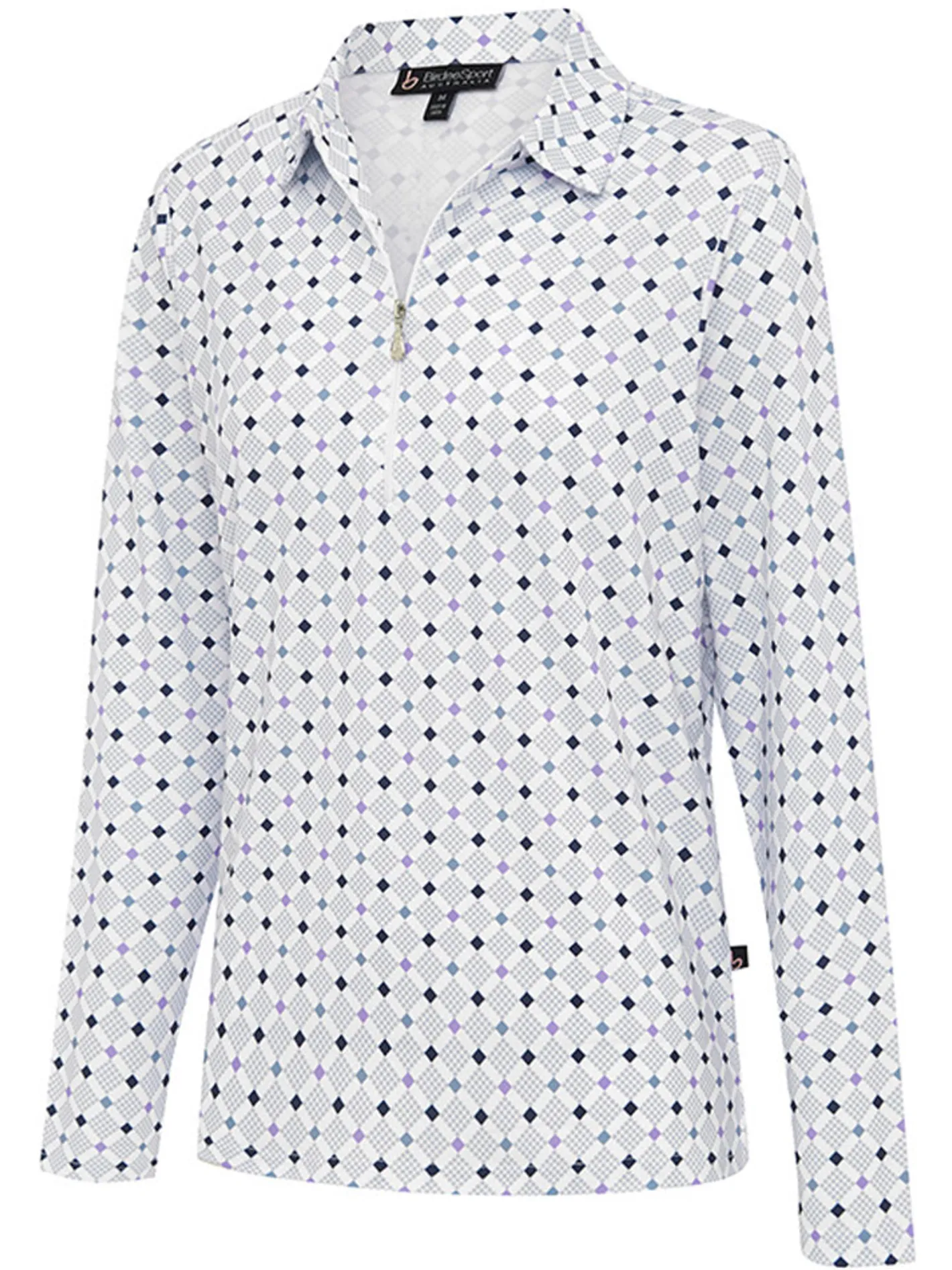 Women Birdee Sport Women's Pyramid Zipper Long Sleeve Top - White/Lilac