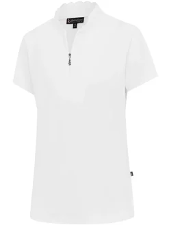 Women Birdee Sport Women's Seashell Zipper Short Sleeve Top - White