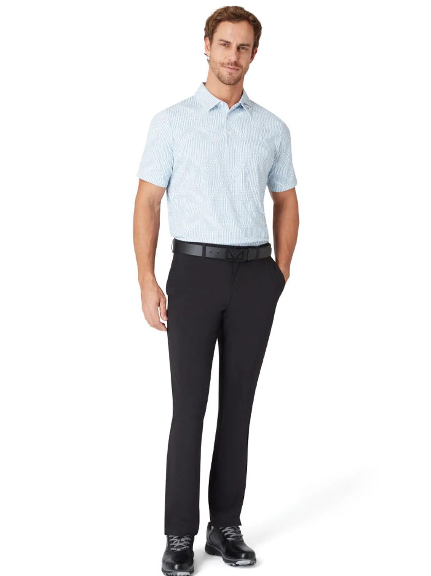 Callaway Gingham Print Polo - Bright White